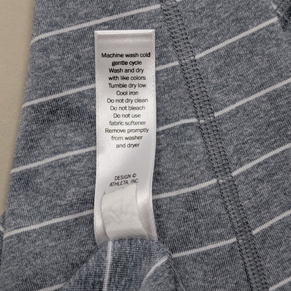 Athleta Womens Grey White Striped Performance Leggings Size S Heathered Active - Picture 5 of 7